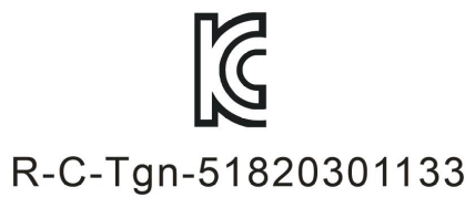 KC mark, certification number R-C-Tgn-51820301133
