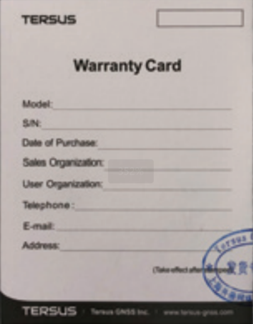Warranty Card
